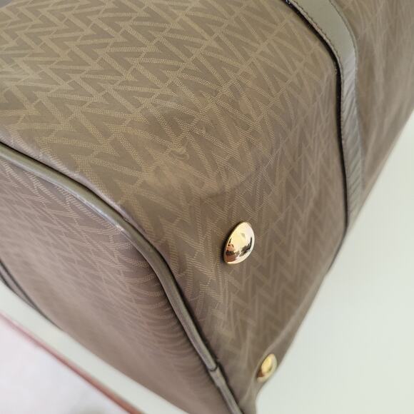 Mario Valentino Vintage Duffle Boston Tote Bag Handbag Large Travel Brown Logo - Picture 15 of 16